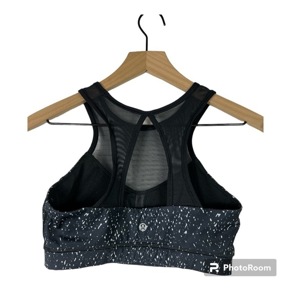 Lululemon All Meshed Up Black & Gray Sports Bra High Neck Size 6 - Picture 2 of 7